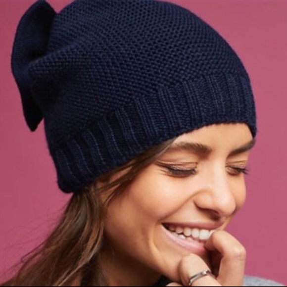 Anthropologie Accessories - Anthropologie Helene Berman Bow Beanie Navy LONDON